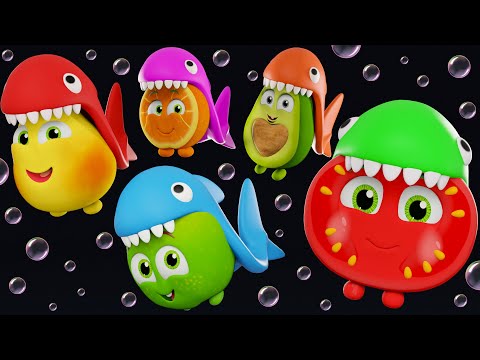 🍉 Baby Shark Funky Fruits | Baby Sensory Dance Party, Learn Colors and Fun High Contrast Animation 🍓