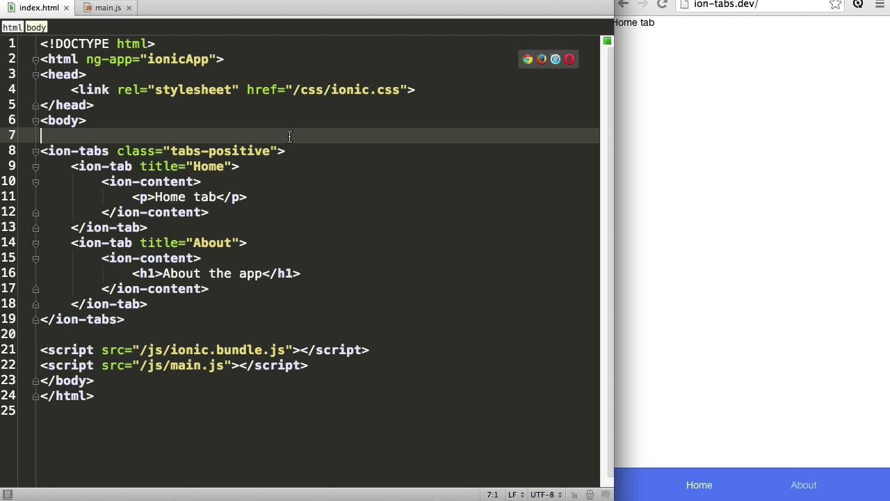 Ionic: Making Tabbed Interfaces in Ionic