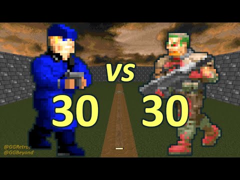 30 Wolfenstein SS vs 30 Zombiemen - Monster Infighting - Doom II Retro Battles