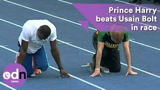 Prince Harry beats Usain Bolt in race