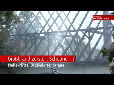 Großbrand zerstört Scheune in Melle-Mitte