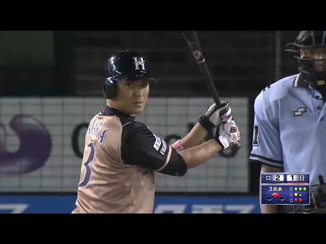 【3回表】取られたら取り返す!! ファイターズ・田中賢の一打で同点に!! 2016/8/24 M-F