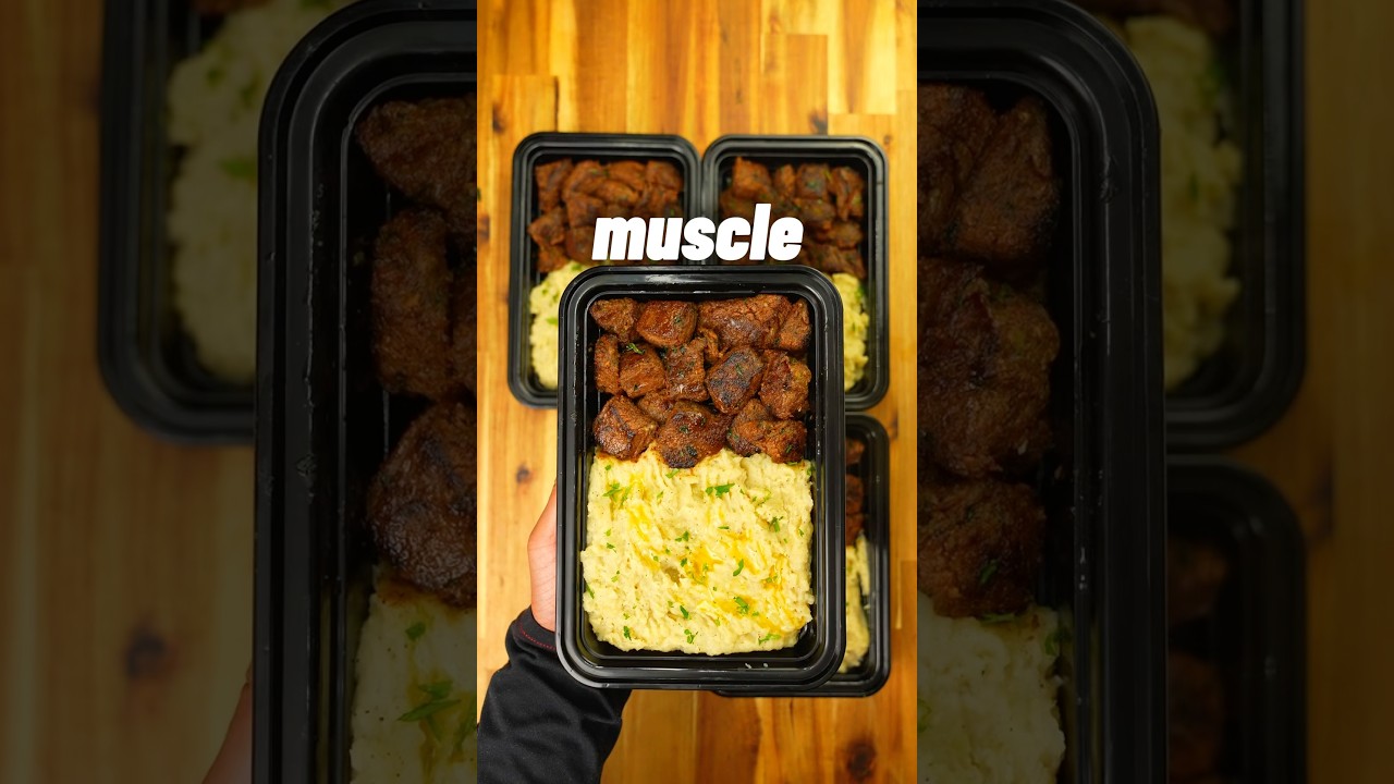High Protein Garlic Butter Steak Bites with Creamy Garlic Mash