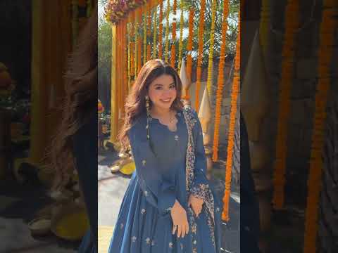 Blue Silk Sequins Embroidered Gown Set