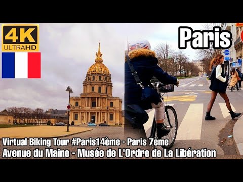 🇫🇷Ep1 4K UHD Biking tour around Paris 14-Avenue du Maine to Musée de L'Ordre de La Libération#paris