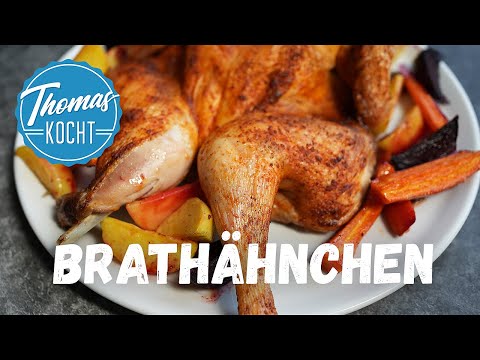 Knuspriges Brathähnchen mit Ofengemüse