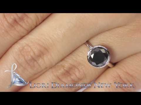 BDR-047 - 1.72 Ct. Natural Black Diamond Solitaire Engagement Ring Bezel Setting 14k Gold