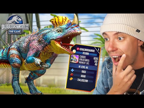 Cerazinosaurus Level 40 is CRAZY!!!!! Jurassic World The Game