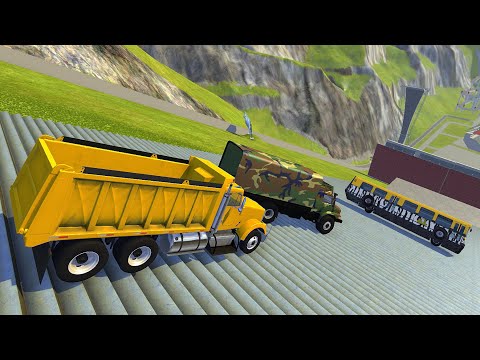 Heavy Vehicle Stairs Jumps Down (Crash Test) - BeamNG.drive Down Stairs Jumps