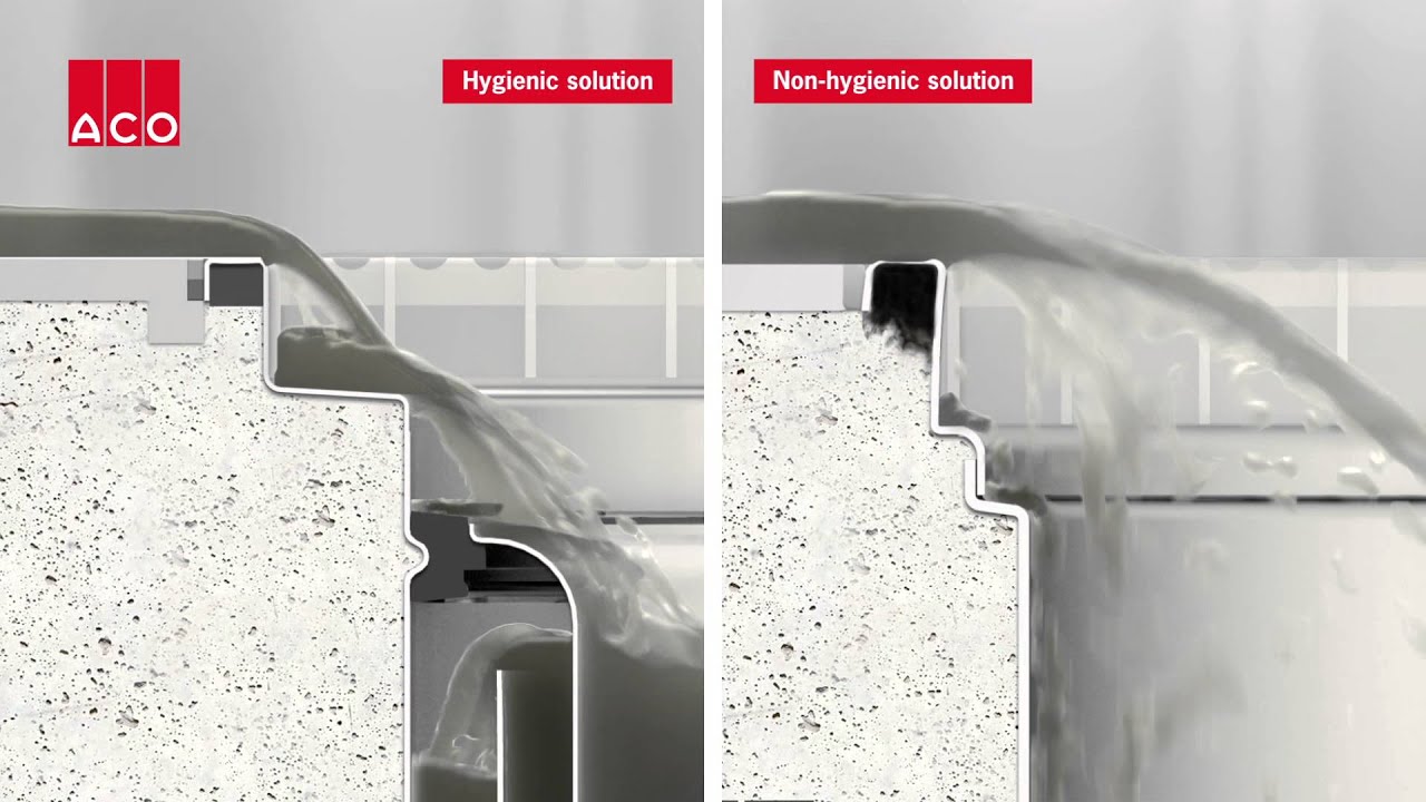 Sumideros de acero inoxidable de ACO con diseño higiénico