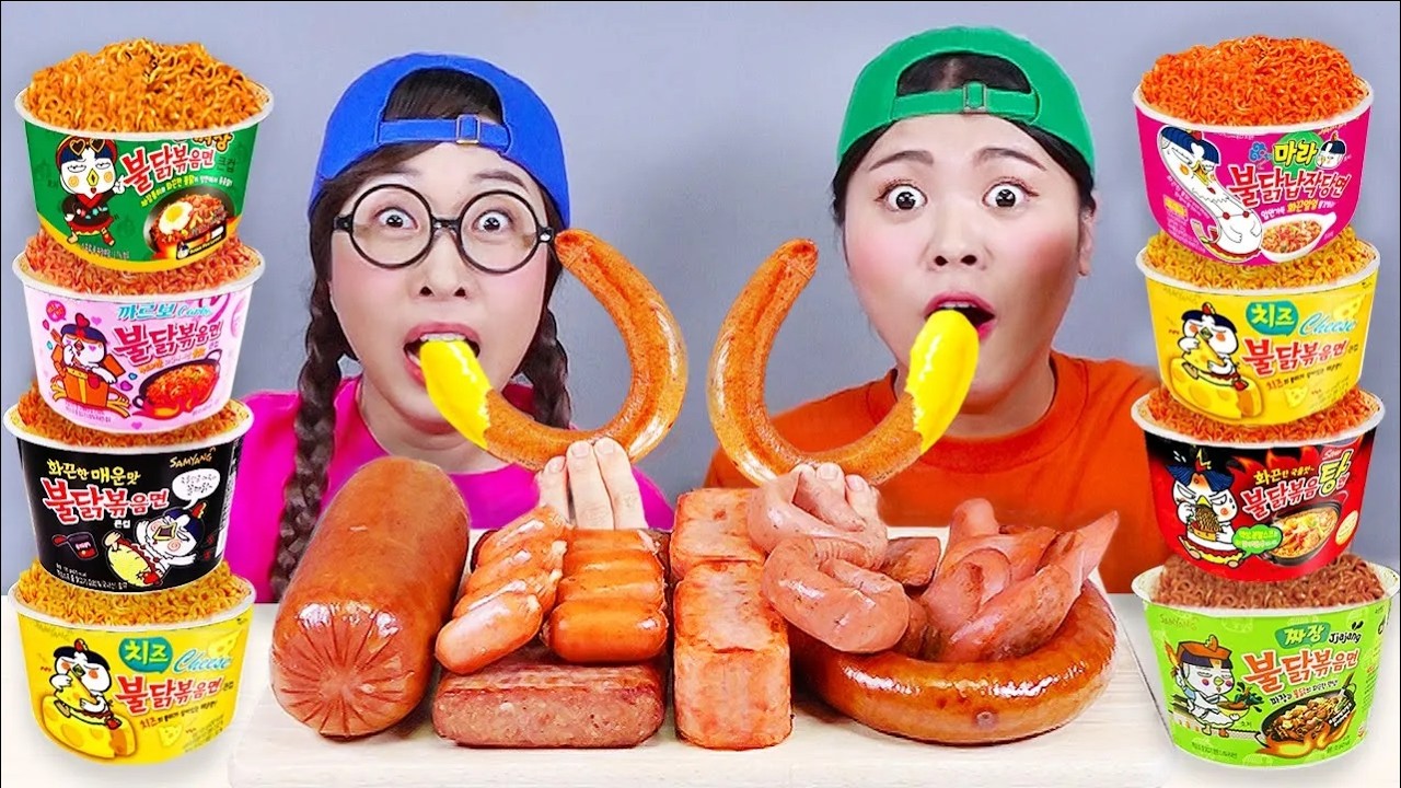 MUKBANG 편의점 핵불닭 떡볶이 & 핫도그 먹방 FIRE Noodle & HOT DOG EATING SOUND DONA 도나