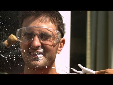 Champagne Cork to the Face - The Slow Mo Guys
