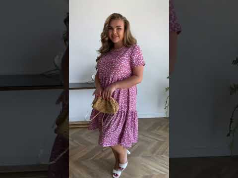 Летнее платье разлетайка широкого кроя в цветочный принт, с завышенной талией, батал большие размеры - фото 1 - id-p1873604231