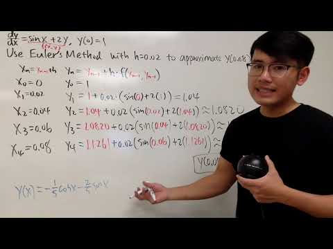 Euler's Method Example (first order linear differential equation)