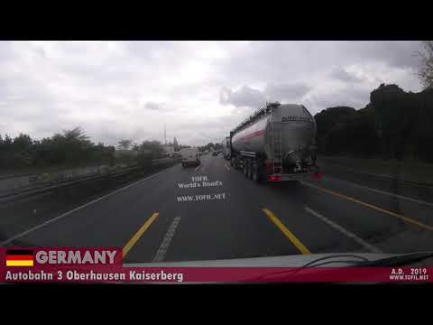 1152 GERMANY - Autobahn 3 Oberhausen Kaiserberg DASHCAM 2019 WWW.TOFIL.NET