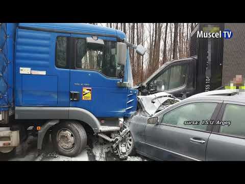 Jurnal MUSCEL TV 21.02.2022 Trei mașini lovite pe DN7 – unul dintre șoferi era din Câmpulung