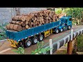 AKSI PERDANA ️ Miniatur Truk Rc Hino Trailer Muatan Kayu Full Terselip Saat Melintas Jembatan Mera