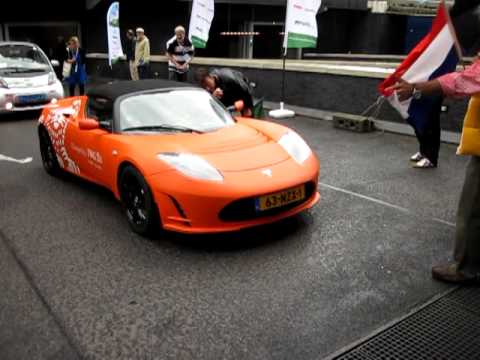 Thumbnail for Tesla Roadster van ING Car Lease start in de Electric Rally by rall, rally, Car, Van