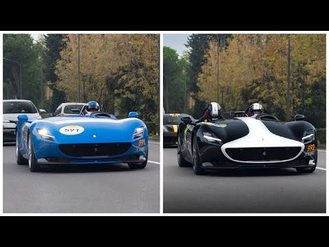 Ferrari Monza SP1 and SP2 driving at Mille Miglia 2020!