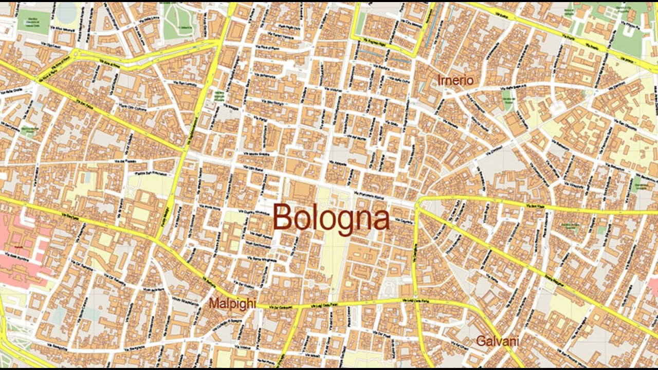 Bologna, Italy, printable vector street map City Plan, full editable gvl17b ai 10 ai pdf pavarotti