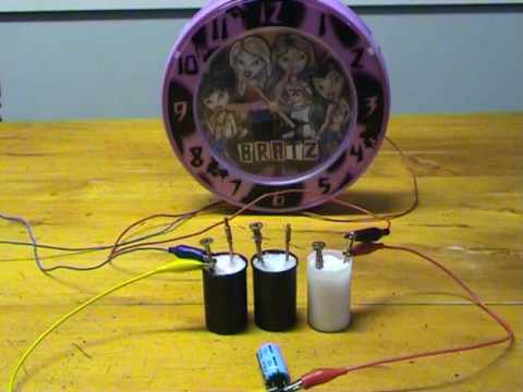 Quartz clock on damp salt battery 1