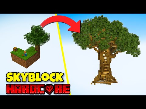 I built a MEGA TREE in Minecraft Skyblock, but its HARDCORE #9