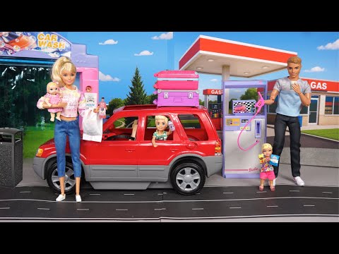 Barbie & Ken Doll Family Toddler Road trip Travel Routine