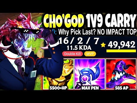 My Team Said "Top got NO IMPACT" So I picked MY 1V9 CHO'GATH CARRY BUILD 😈 LoL ChoGath s13 Gameplay