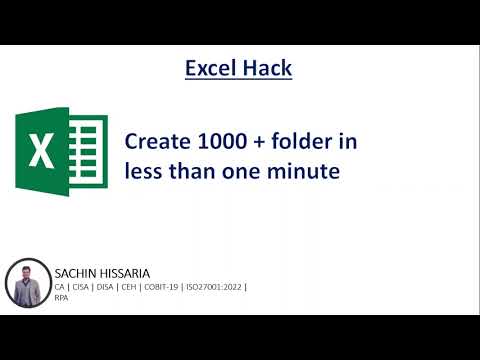 Excel Hack How to create more than 1000 folder in less than one minutes Sachin Hissaria