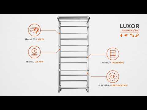 Водяна рушникосушарка Mario Люксор 1.2.4401.03.P (4820111353293, 1200x530, хром/білий глянець/чорний матовий/золото, з полицею)