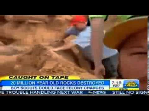 Boy Scout Leaders Destroy Ancient 200 million year old Rock Formation at Goblin Valley VIDEO
