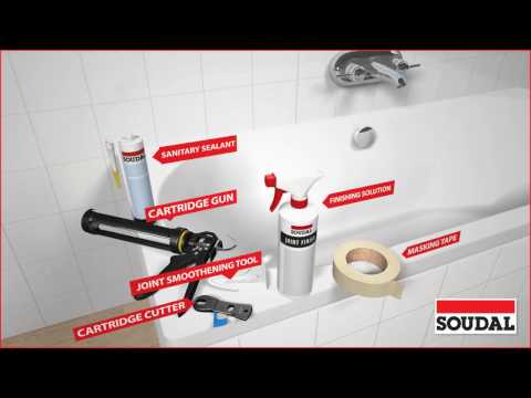 Easy system for applying silicone sealant in a bathroom with Soudal products