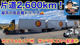 【#279】片道2,600km！　カリフォルニア州　サンマルコスへ配達①  最高のドライブ　カルガリー-アリゾナ　北米トラックドライバー(ゴート)