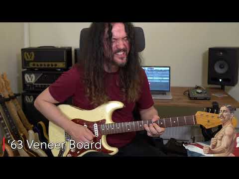 '63 Veneer Board vs The Mother's Milk single coil Strat sets by Micky Crystal.