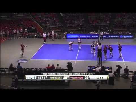 NCAA Women's Volleyball 2013 Wisconsin vs Florida State [Set 3 Part 2]