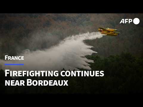 Video Thumbnail: Helicopter flyover of fires and affected areas near Bordeaux | AFP