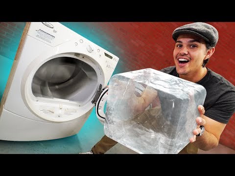 GIANT Block Of Ice VS Washing Machine! Video