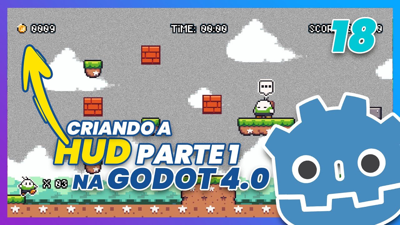 Ep 18 - HUD do Game (Contador de MOEDAS/PONTOS) Pt 1 na Godot 4.0 - Criando um Jogo de Plataforma 2D