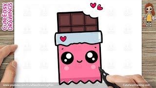 How to Draw a Cute Simple Chocolate Bar - Easy for Kids