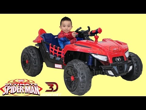 Dynacraft Ultimate Spiderman 12V Battery Powered Ride-On Car Dune Buggy Unboxing Park Playtime Ckn