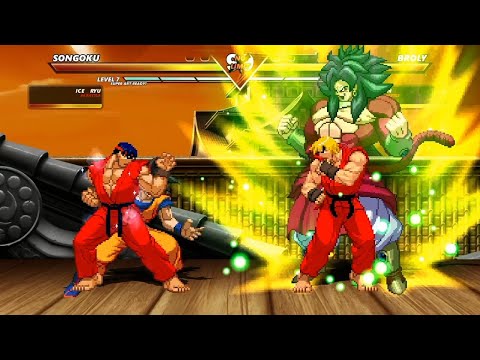 SONGOKU & ICE RYU vs BROLY & FIRE POWER KEN - High Level Awesome Fight!