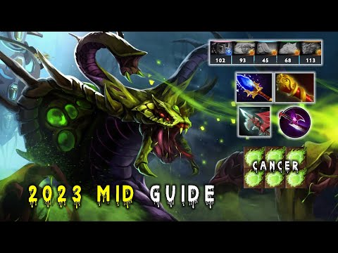 NEW 2023 Venomancer MID Guide  100% Most Cancer Slow Venom DPS (Dota2)