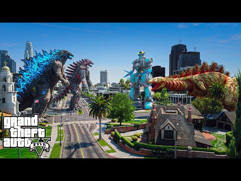 Godzilla, Mechagodzilla vs Shin Godzilla Second Fourm, Mogera ( GTA V Mods )