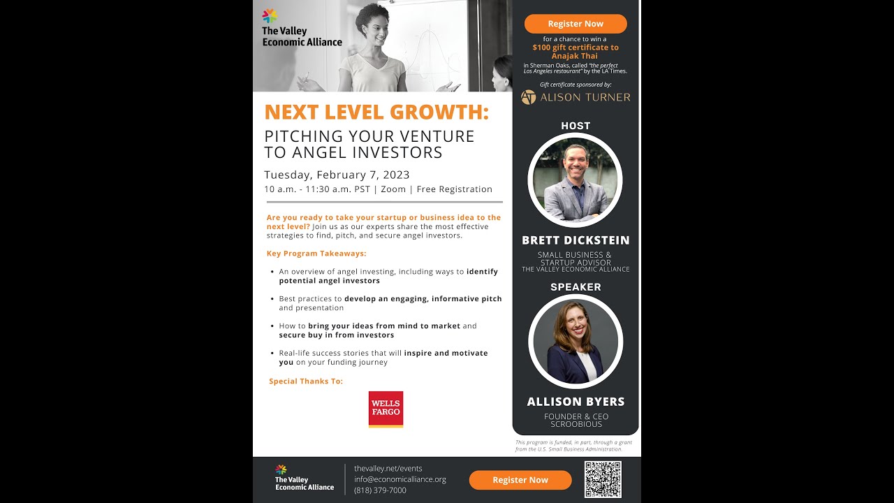 Next Level Growth: Pitching Your Venture to Angel Investors February 7 @ 10:00 am - 11:30 am