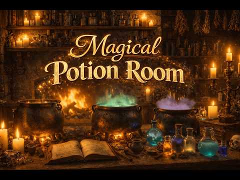 Wizard School Potion Classroom Ambience 🔥 (Bubbling Cauldrons + Fireplace) | 6 Hours