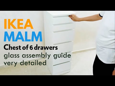 IKEA MALM Chest of 6 drawers white mirror glass assembly instructions very detailed