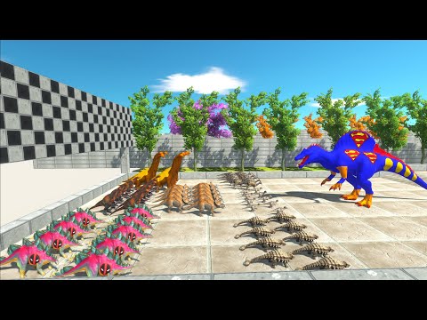 TEAMS SPEED RACE Herbivore Dinosaurs vs SUPERMAN Forest Death Run - Animal Revolt Battle Simulator