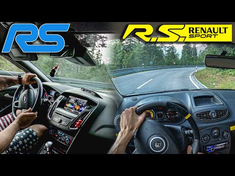 Ford Focus RS Mk3 & Renault Clio 3 RS CUP fly by & onboard drive