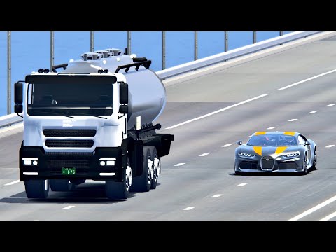 Bugatti Chiron Super Sport vs Tank Truck Monster with NOS - Drag Race 20 KM