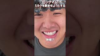 ビッグマムのミルクを飲ませようとする